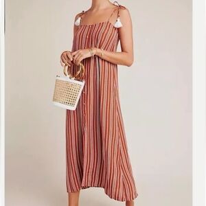 Faithfull the Brand X Anthropologie Arrieta Striped Tassel Boho Maxi Dress